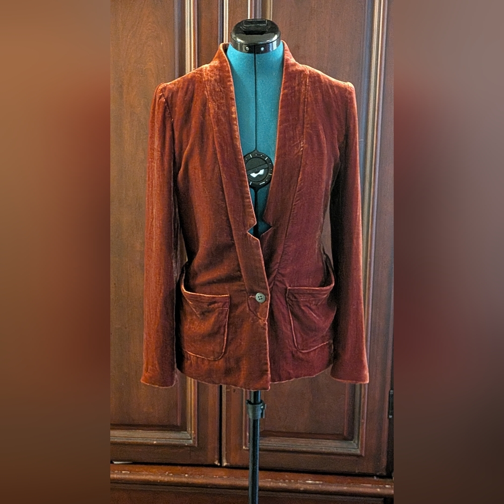 Free People Velvet Blazer in Deep Brown